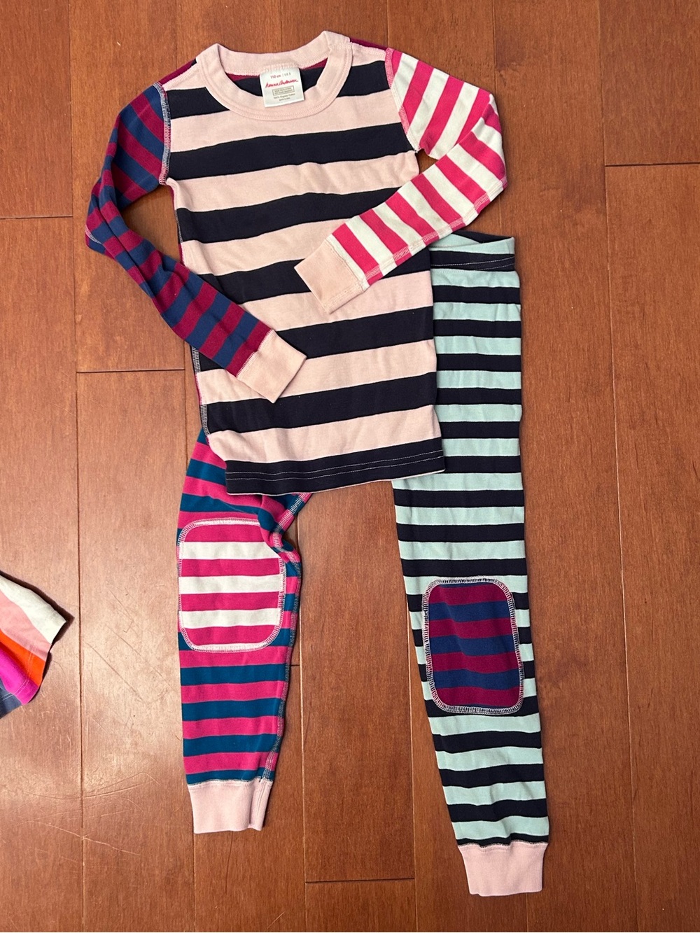 Hanna Andersson Multi-Color Striped Kids Pajama Set - Pink, Navy, Teal, Magenta